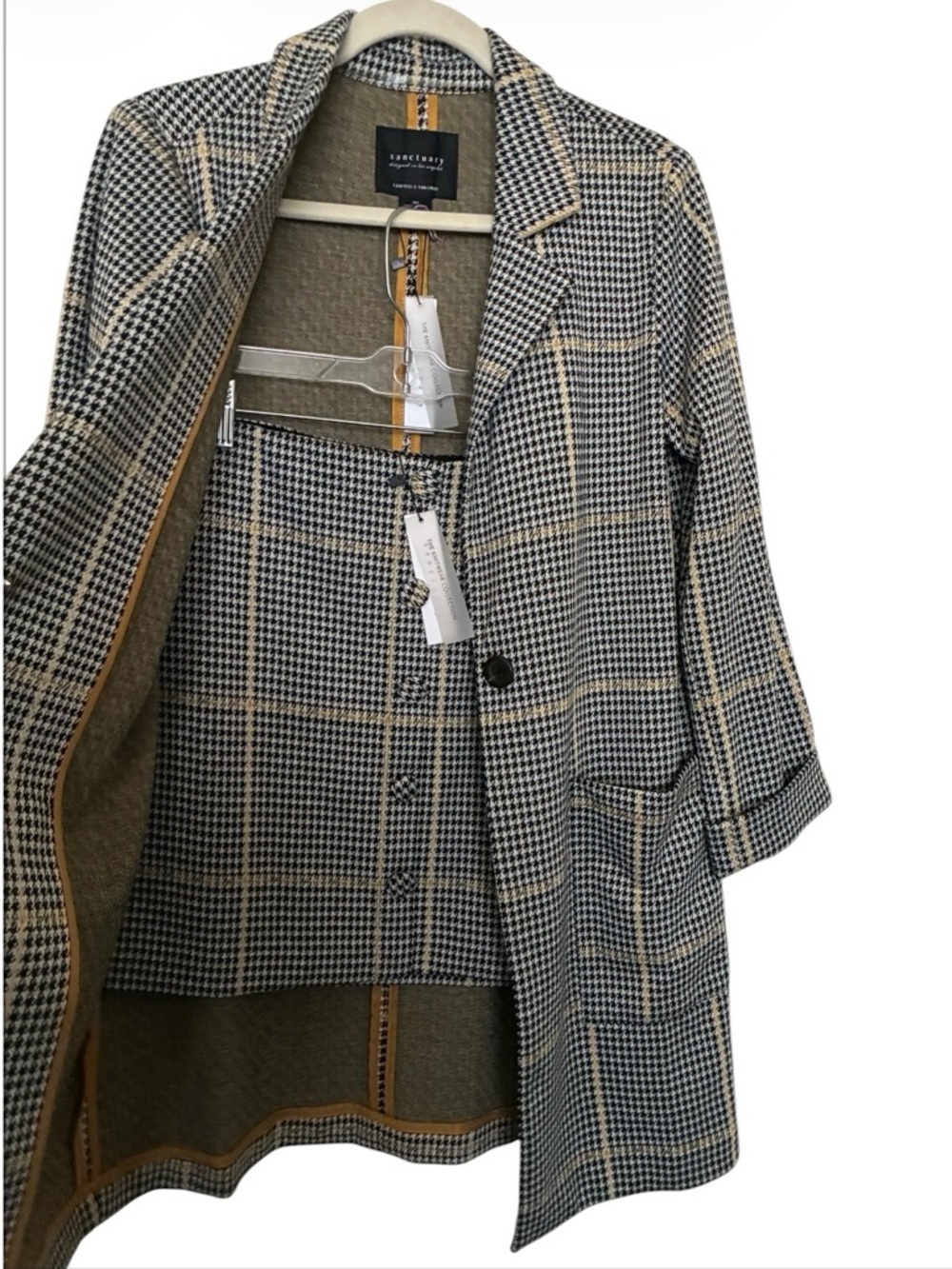 NWT Sanctuary Houndstooth Skirt/Blazer Duster Jacket Knit Sz XS